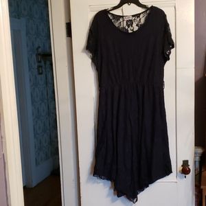 Navy Capsleeve Floral Lace Dress